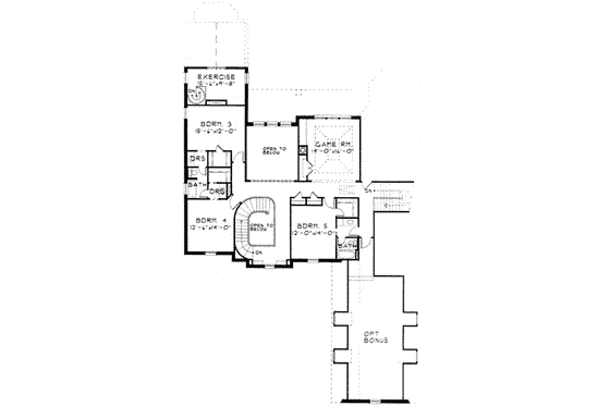 Floor Plan - Upper Floor for European House Plan #141-185 - 5 bed, 4 bath