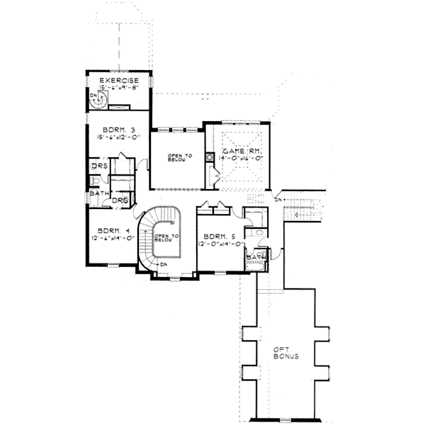 European Floor Plan - Upper Floor Plan #141-185
