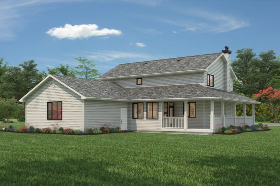 Exterior - Rear Elevation 3 for Farmhouse House Plan #18-4460 - 5 bed, 2.5 bath