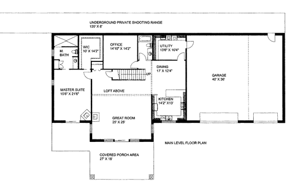 Floor Plan - Main Floor for Bungalow House Plan #117-621 - 3 bed, 2.5 bath