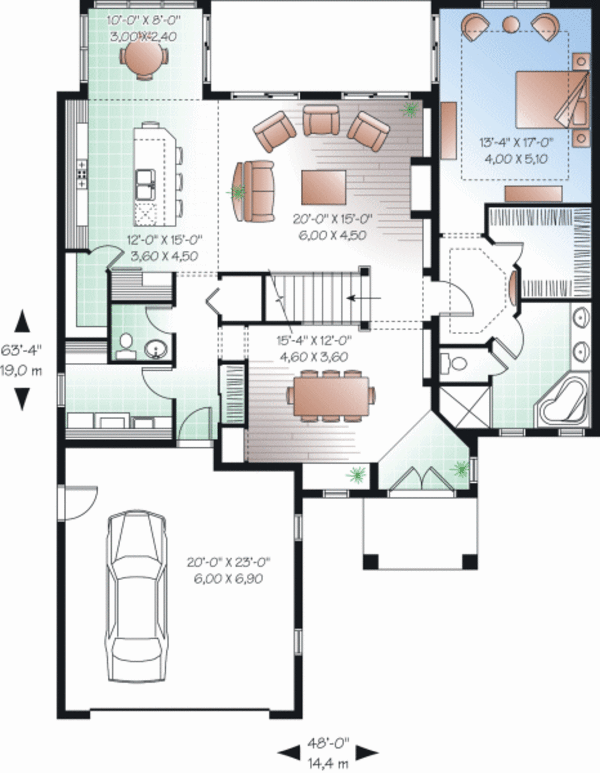 Architectural House Design - Mediterranean Floor Plan - Main Floor Plan #23-2246
