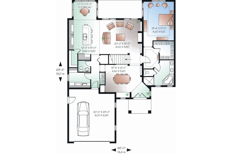 Home Plan - Floor Plan - Main Floor for Mediterranean House Plan #23-2246 - 4 bed, 3.5 bath