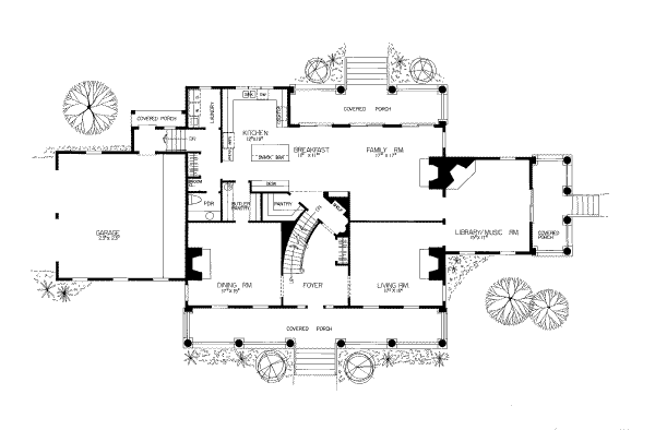 Architectural House Design - Colonial Floor Plan - Main Floor Plan #72-380