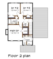 Floor Plan - Upper Floor for Modern House Plan #79-328 - 3 bed, 2.5 bath