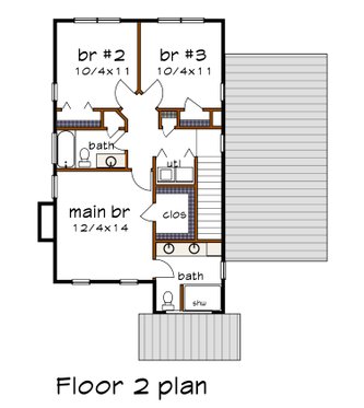 Floor Plan - Upper Floor for Modern House Plan #79-328 - 3 bed, 2.5 bath