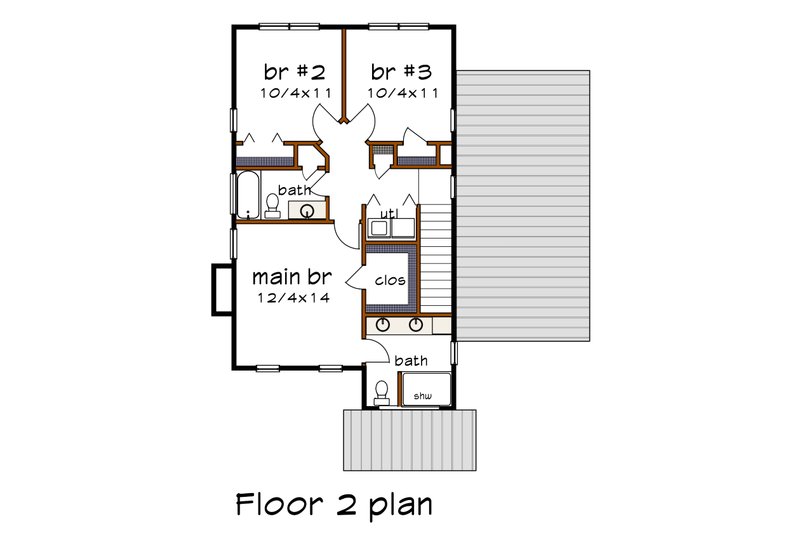 House Blueprint - Floor Plan - Upper Floor for Modern House Plan #79-328 - 3 bed, 2.5 bath