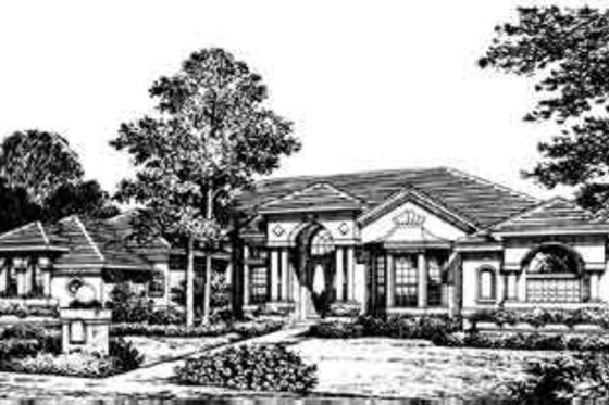 Exterior - Front Elevation for European House Plan #135-123 - 4 bed, 3.5 bath
