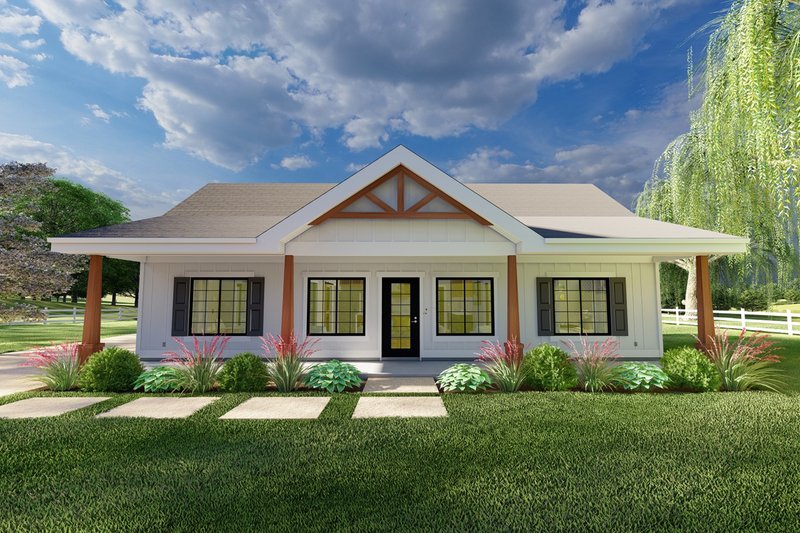 House Blueprint - Farmhouse Exterior - Front Elevation Plan #126-297