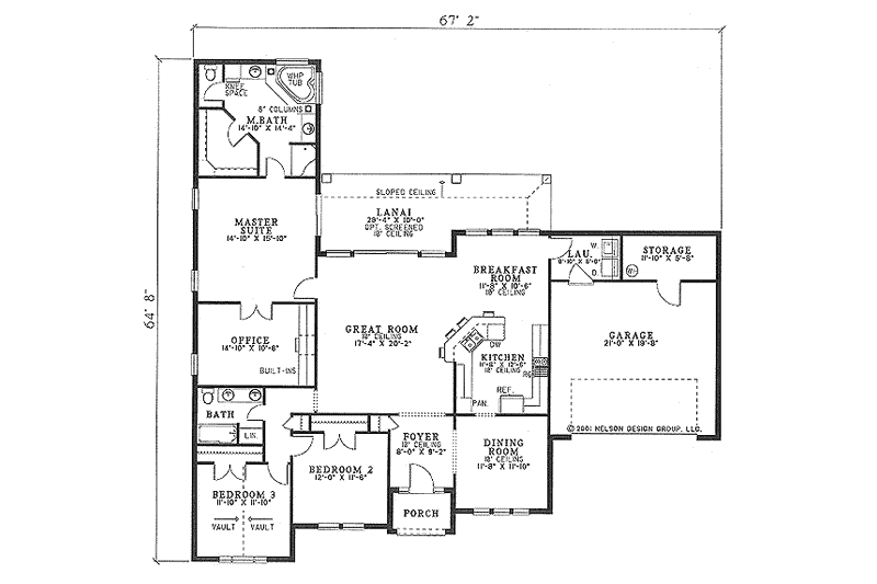 Dream House Plan - Floor Plan - Main Floor for Mediterranean House Plan #17-1128 - 3 bed, 2 bath