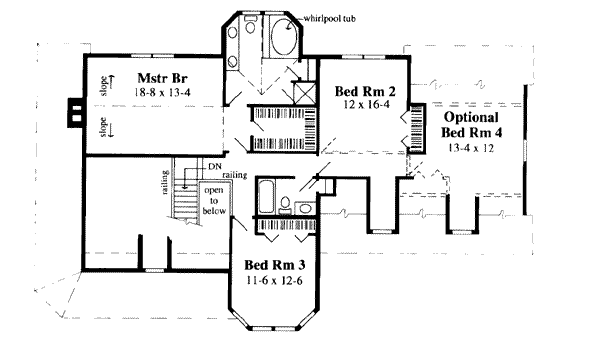 Country Floor Plan - Upper Floor Plan #75-121