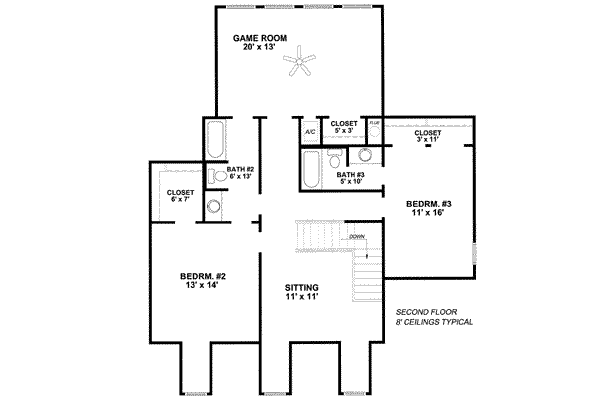 Country Floor Plan - Upper Floor Plan #14-224