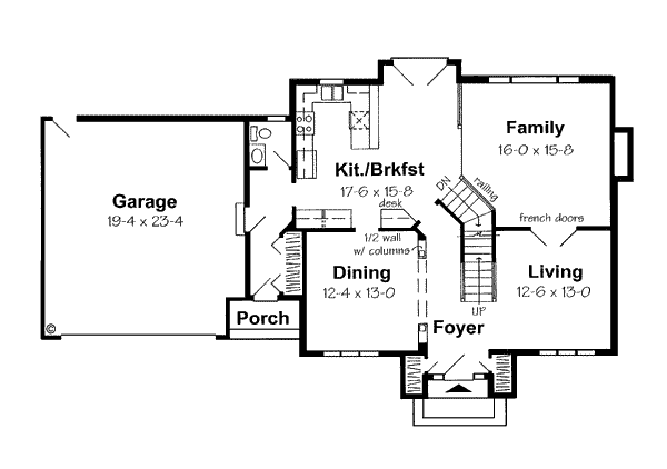 Floor Plan - Main Floor for Traditional House Plan #312-604 - 4 bed, 2.5 bath