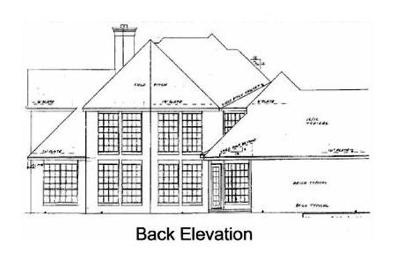 Exterior - Rear Elevation for European House Plan #52-154 - 4 bed, 3.5 bath
