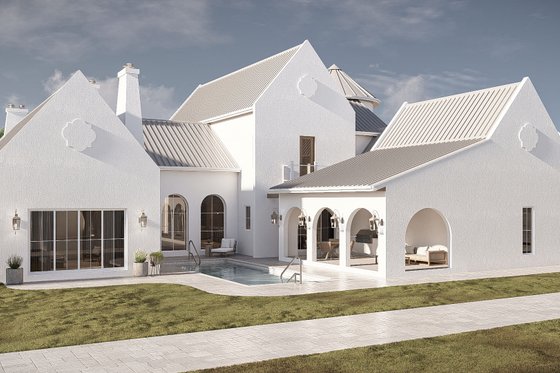 Exterior - Rear Elevation 1 for Beach House Plan #455-761 - 4 bed, 4.5 bath