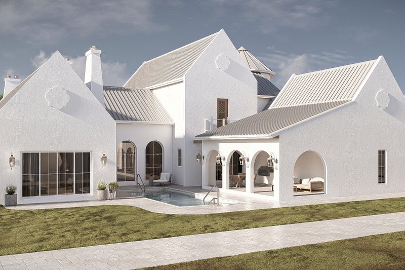 House Blueprint - Exterior - Rear Elevation 1 for Beach House Plan #455-761 - 4 bed, 4.5 bath