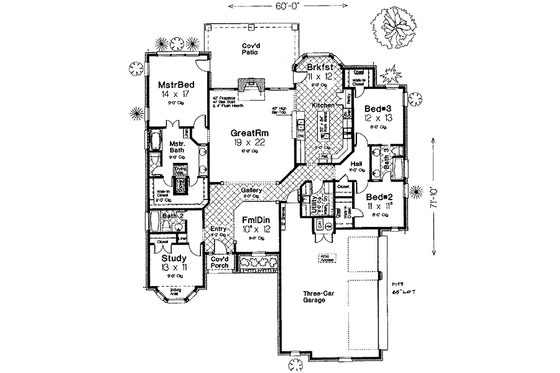 Floor Plan - Main Floor for European House Plan #310-258 - 4 bed, 3 bath