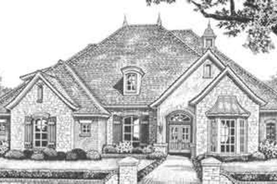 Exterior - Front Elevation for European House Plan #310-323 - 4 bed, 3.5 bath