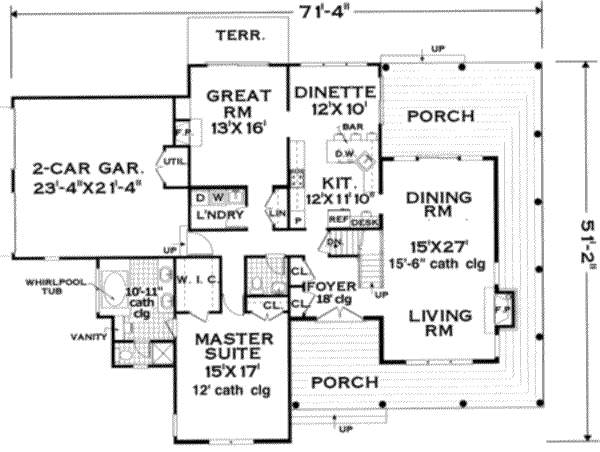 Home Plan - Country Floor Plan - Main Floor Plan #3-210