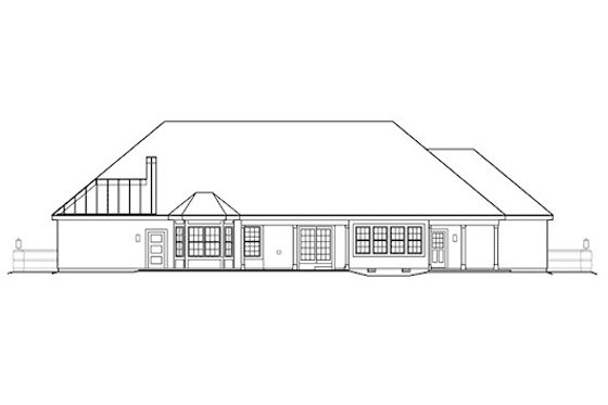 Exterior - Rear Elevation for Mediterranean House Plan #57-376 - 3 bed, 3 bath