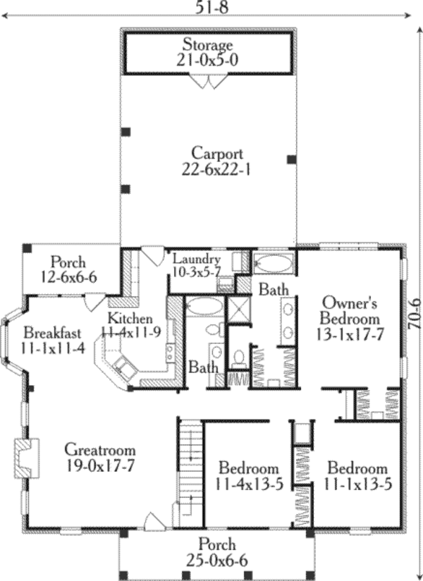 House Plan Design - Southern Floor Plan - Main Floor Plan #406-239