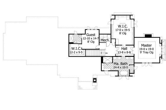 Floor Plan - Upper Floor for European House Plan #51-578 - 3 bed, 3.5 bath