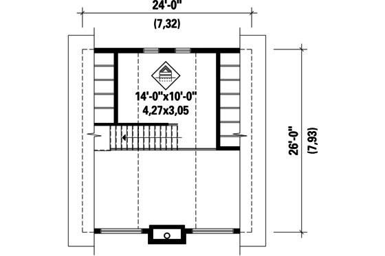 Floor Plan - Upper Floor for Cabin House Plan #25-4274 - 1 bed, 1 bath