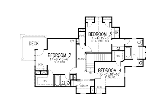 Floor Plan - Upper Floor for Cottage House Plan #410-186 - 4 bed, 3.5 bath