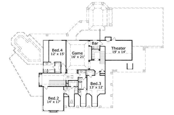 Floor Plan - Upper Floor for Country House Plan #411-198 - 4 bed, 4.5 bath