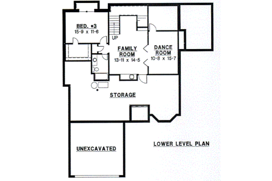 Floor Plan - Lower Floor for Traditional House Plan #67-247 - 3 bed, 3 bath