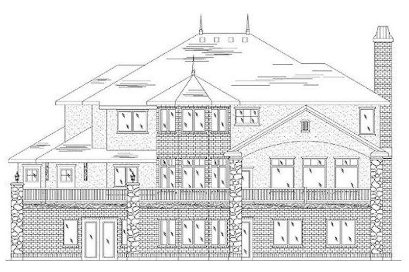 Home Plan - Exterior - Rear Elevation for European House Plan #5-402 - 6 bed, 5.5 bath