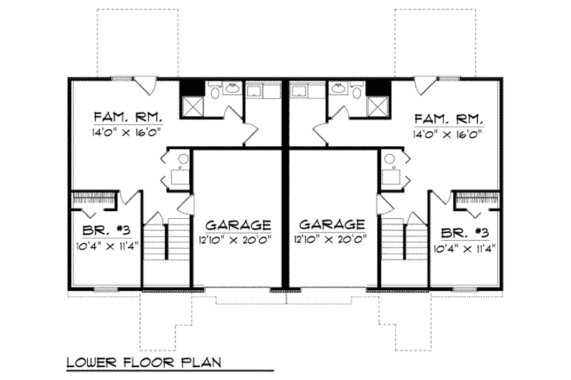 Home Plan - Floor Plan - Lower Floor for Traditional House Plan #70-742 - 3 bed, 2 bath
