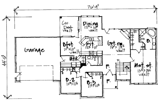Floor Plan - Main Floor for Traditional House Plan #308-200 - 5 bed, 3 bath