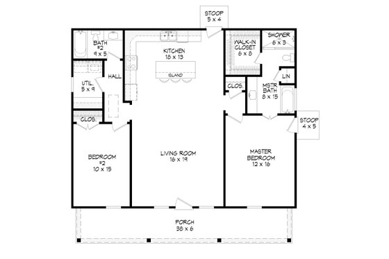 Floor Plan - Main Floor for Traditional House Plan #932-498 - 2 bed, 2 bath