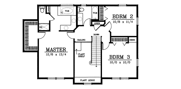 Home Plan - Colonial Floor Plan - Upper Floor Plan #93-209