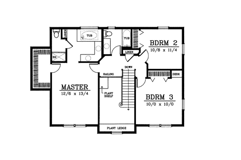 Dream House Plan - Floor Plan - Upper Floor for Colonial House Plan #93-209 - 3 bed, 2.5 bath