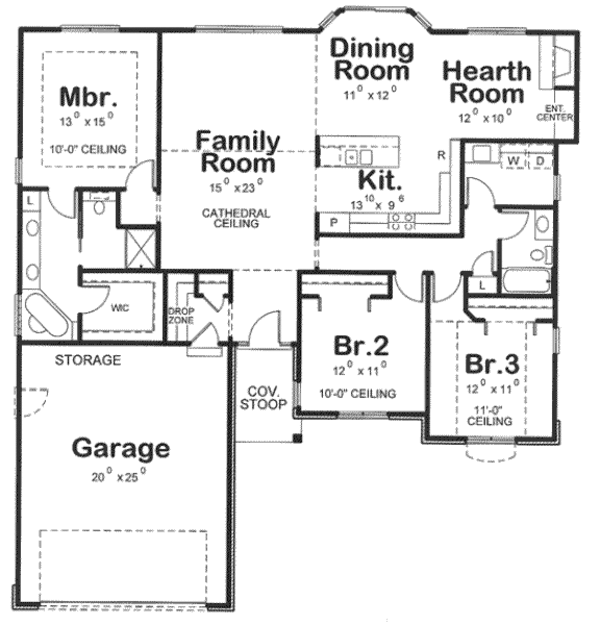 House Plan Design - Traditional Floor Plan - Main Floor Plan #20-1800