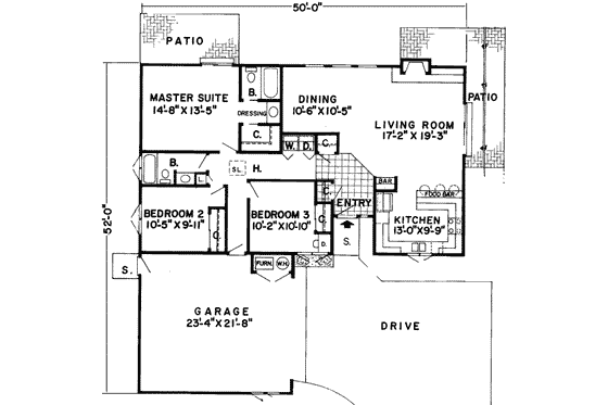 Floor Plan - Main Floor for Modern House Plan #312-103 - 3 bed, 2 bath