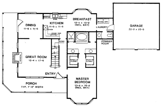 Floor Plan - Main Floor for Victorian House Plan #10-211 - 4 bed, 2.5 bath