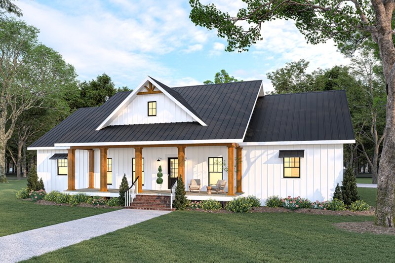 House Blueprint - Farmhouse Exterior - Front Elevation Plan #44-293