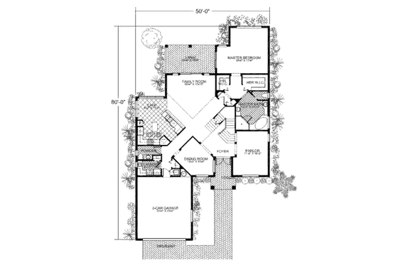 Floor Plan - Main Floor for Mediterranean House Plan #420-232 - 5 bed, 3.5 bath
