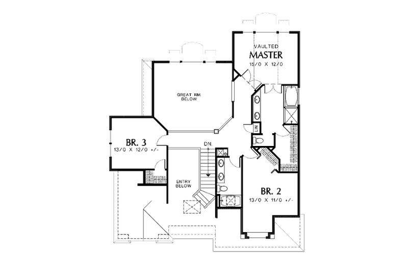 Home Plan - Floor Plan - Upper Floor for Traditional House Plan #48-445 - 3 bed, 3.5 bath