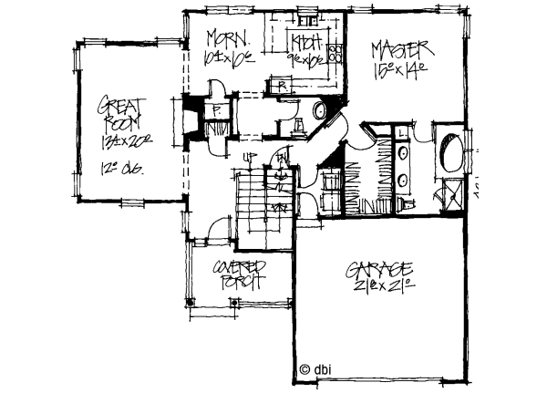 House Plan Design - European Floor Plan - Main Floor Plan #20-244