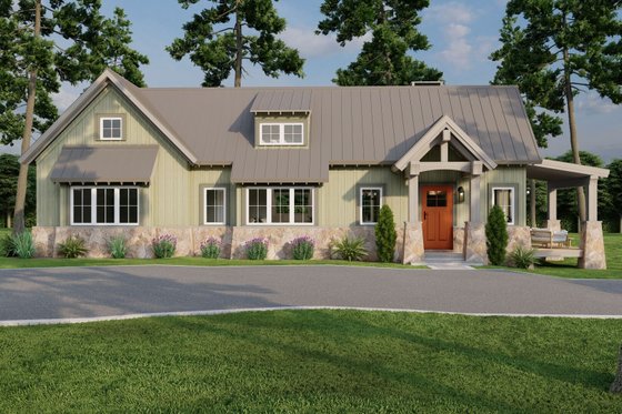 Exterior - Front Elevation 4 for Modern House Plan #923-218 - 1 bed, 1.5 bath