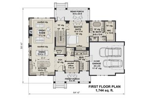 Floor Plan - Main Floor for Farmhouse House Plan #51-1152 - 3 bed, 2.5 bath