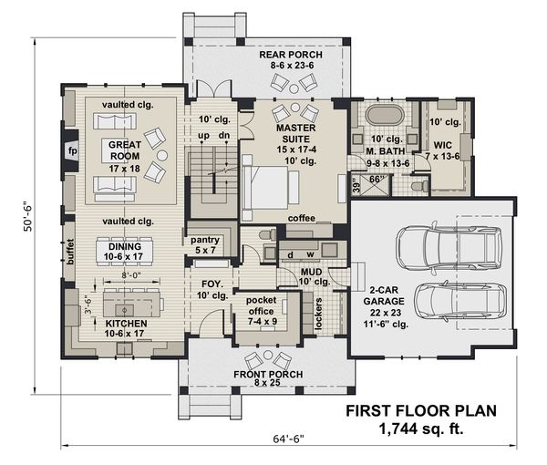 Dream House Plan - Farmhouse Floor Plan - Main Floor Plan #51-1152
