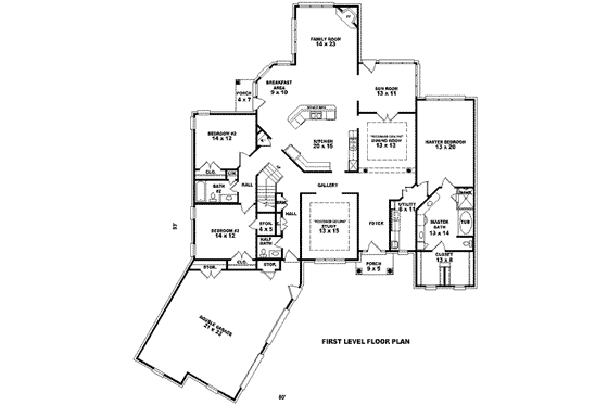 Floor Plan - Main Floor for European House Plan #81-1338 - 3 bed, 2.5 bath