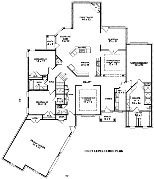 Floor Plan - Main Floor for European House Plan #81-1338 - 3 bed, 2.5 bath