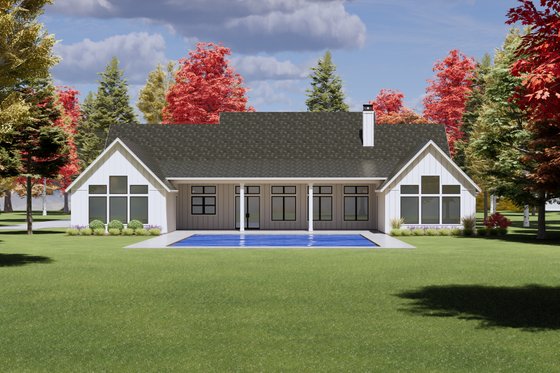 Exterior - Rear Elevation for Farmhouse House Plan #1096-12 - 4 bed, 4.5 bath