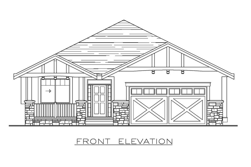 Home Plan - Exterior - Front Elevation 3 for Ranch House Plan #1100-174 - 2 bed, 2 bath