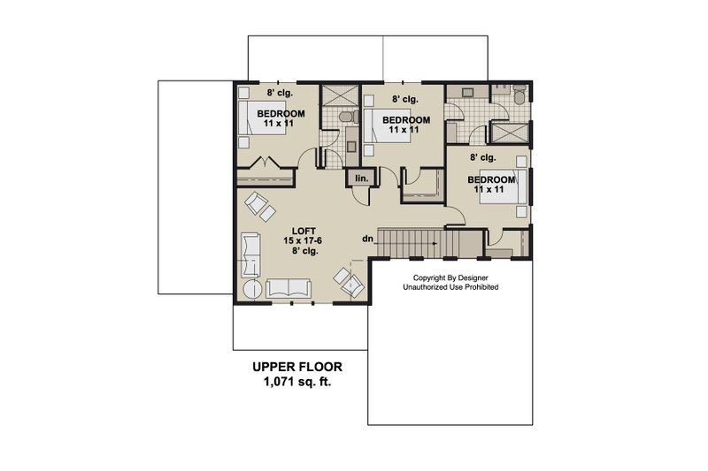 House Design - Floor Plan - Upper Floor for Craftsman House Plan #51-1379 - 4 bed, 3.5 bath
